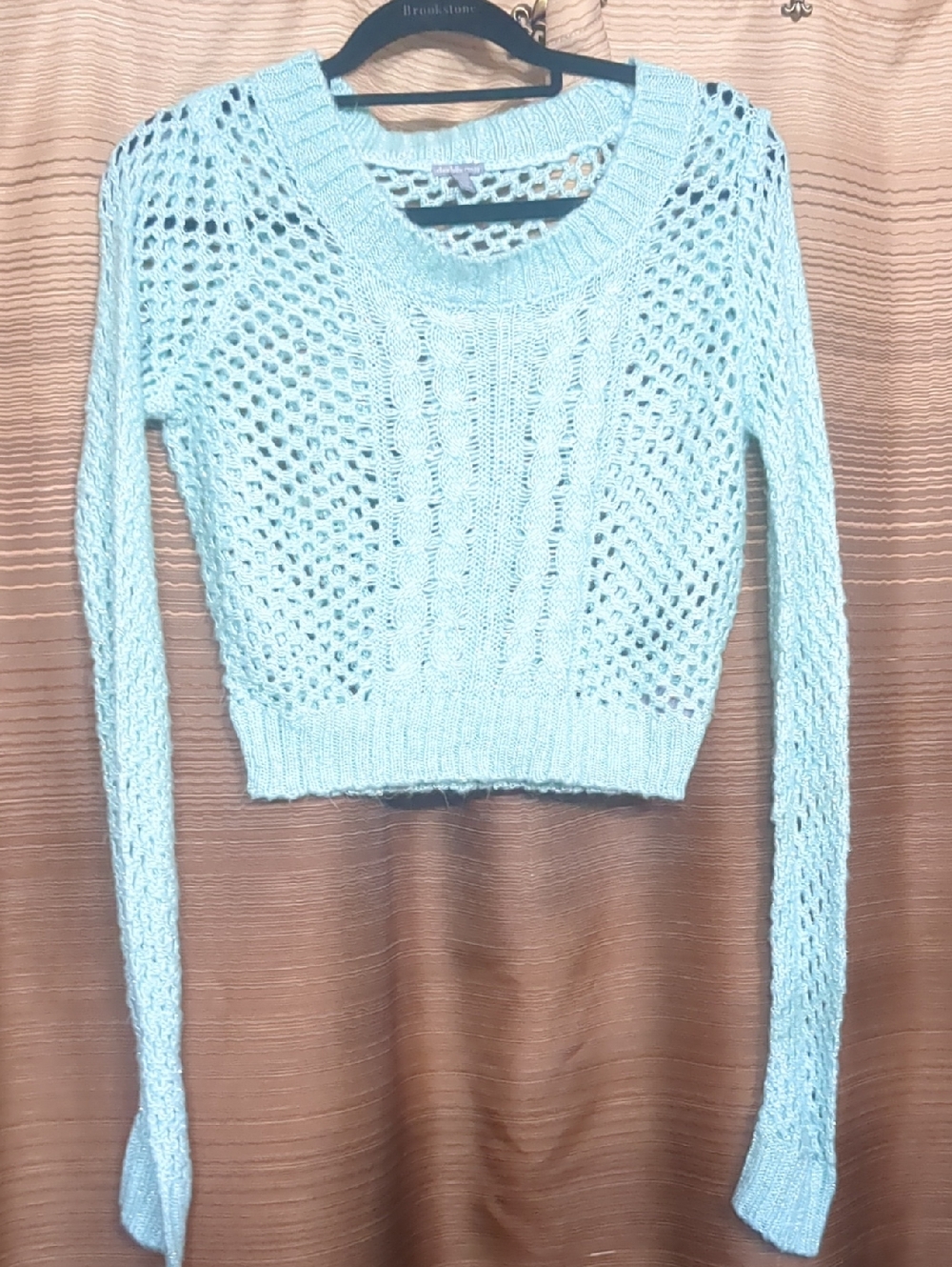 Charlotte Russe Light Blue Open-Knit Cropped Sweater